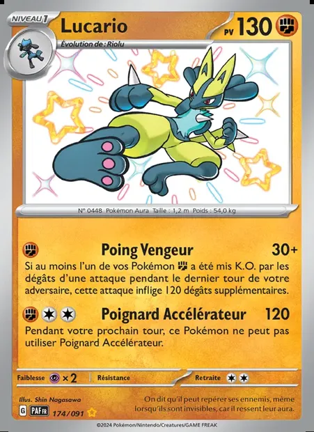 Lucario, carte Pokémon PAF 174 — extension Destinées de Paldea