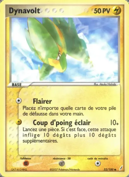 Dynavolt, carte Pokémon CG 52 — extension EX Gardiens de Cristal