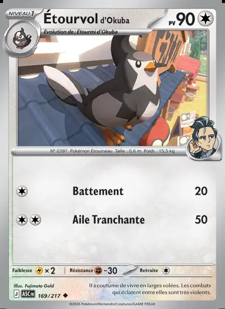 Étourvol d'Okuba, carte Pokémon ASC 169 — extension Héros Transcendants