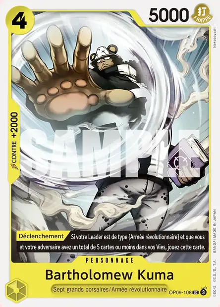 Bartholomew Kuma, carte One Piece OP09-108 — extension LES NOUVEAUX EMPEREURS