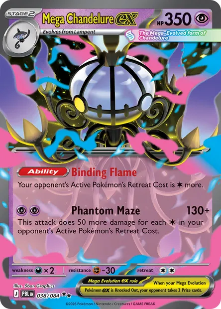 Mega Chandelure ex, Pokémon card PBL 038 — Pitch Black set