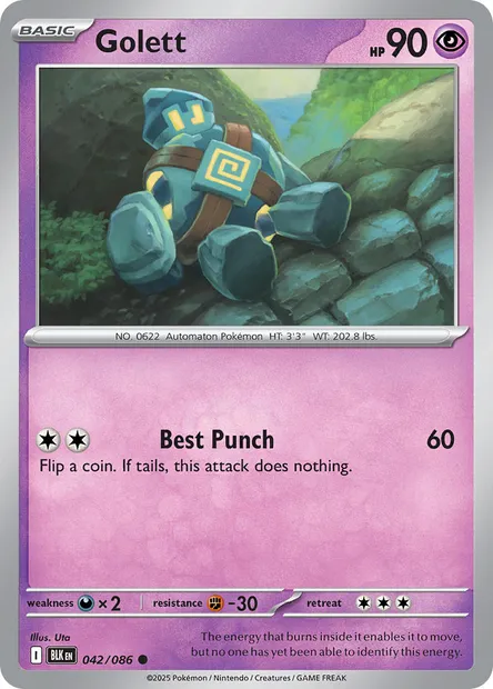 Golett, Pokémon card BLK 042 — Black Bolt set