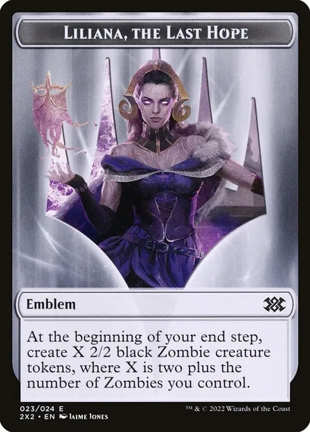 Liliana, the Last Hope Emblem, Magic card T2X2 23 — Double Masters 2022 Tokens set