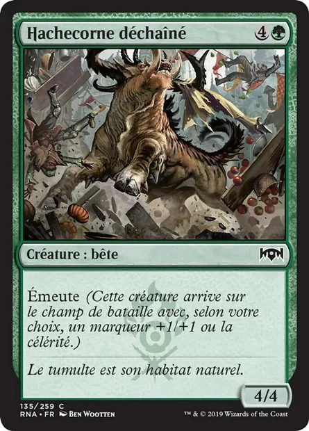 Hachecorne déchaîné, carte Magic RNA 135 — extension L'allégeance de Ravnica