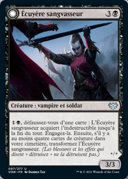 Écuyère sangvasseur // Chevalière sangvasseur, carte Magic VOW 97 — extension Innistrad : noce écarlate