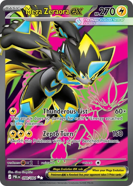 Mega Zeraora ex, Pokémon card PBL 098 — Pitch Black set