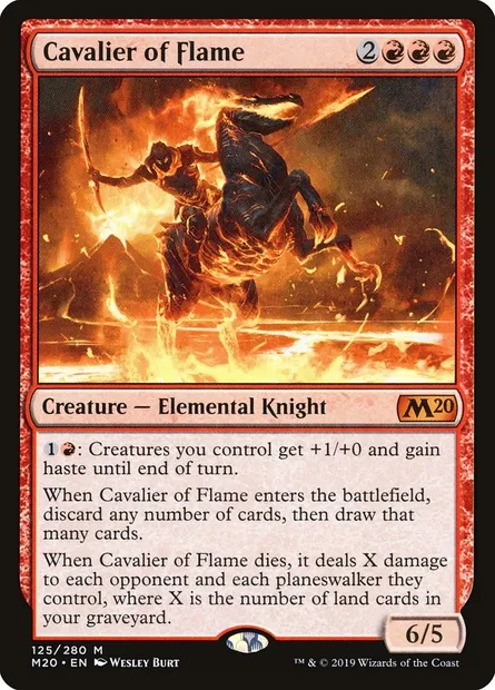 Cavalier of Flame, Magic card M20 125 — Core Set 2020 set