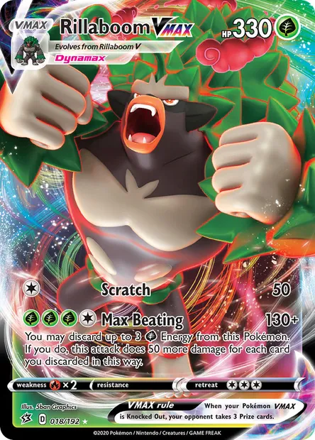 Rillaboom VMAX, Pokémon card RCL 18 — Rebel Clash set