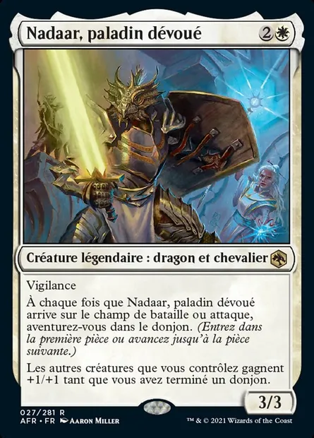 Nadaar, paladin dévoué, carte Magic AFR 27 — extension Forgotten Realms: Aventures dans les Royaumes Oubliés