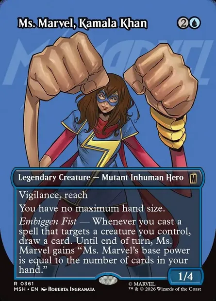 Ms. Marvel, Kamala Khan, Magic card MSH 361 — Marvel Super Heroes set