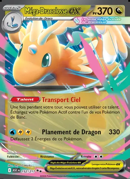Méga-Dracolosse-ex, carte Pokémon ASC 152 — extension Héros Transcendants