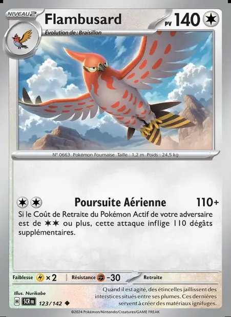 Flambusard, carte Pokémon SCR 123 — extension Couronne Stellaire