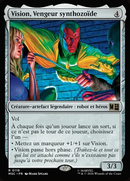 Vision, Vengeur synthozoïde, carte Magic MSC 119 — extension Marvel Super Heroes Commander
