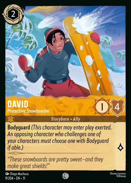 David - Protective Snowboarder, Disney Lorcana card CH11-009 — Winterspell set