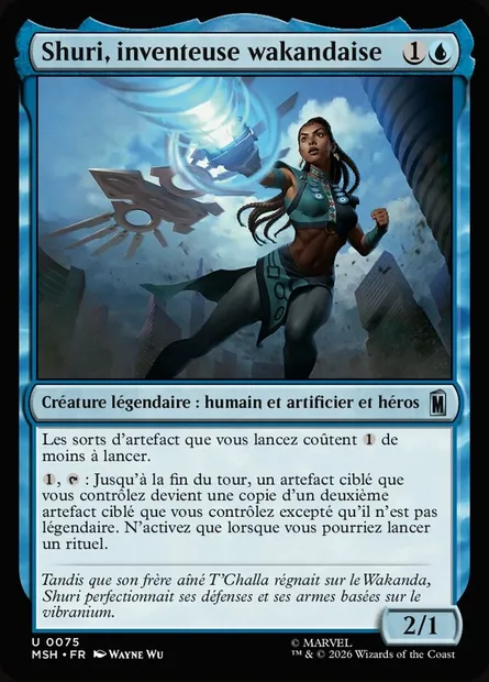 Shuri, inventeuse wakandaise, carte Magic MSH 75 — extension Marvel Super Heroes