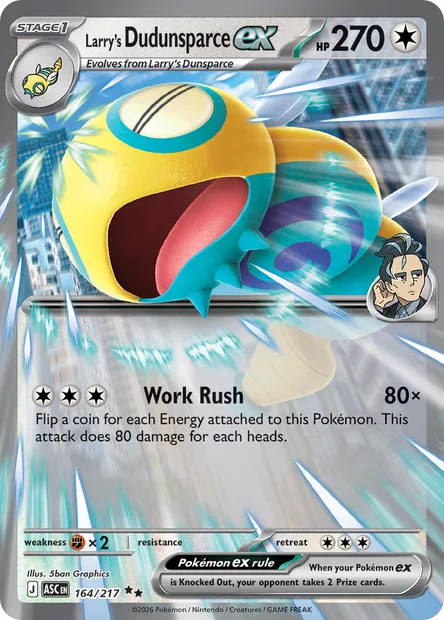 Larry's Dudunsparce ex, Pokémon card ASC 164 — Ascended Heroes set