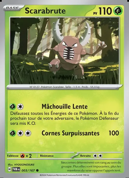 Scarabrute, carte Pokémon TWM 003 — extension Mascarade Crépusculaire