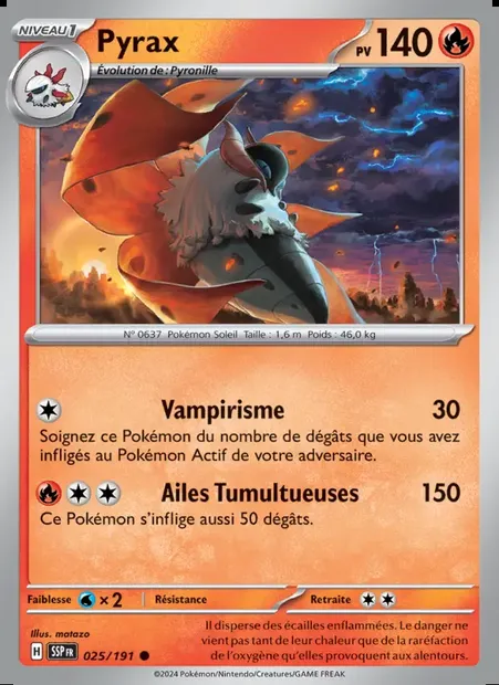 Pyrax, carte Pokémon SSP 025 — extension Étincelles Déferlantes