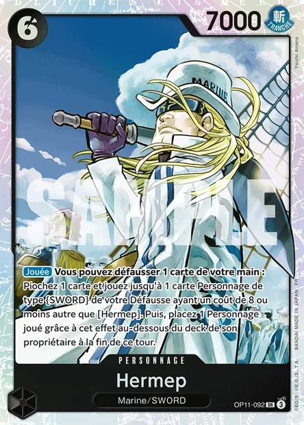 Hermep, carte One Piece OP11-092 — extension DES POINGS VIFS COMME L'ÉCLAIR