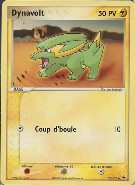 Dynavolt, carte Pokémon RS 52 — extension EX Rubis & Saphir
