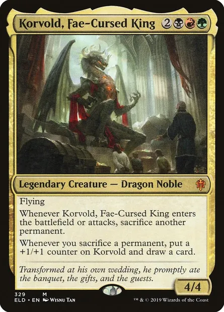 Korvold, Fae-Cursed King, Magic card ELD 329 — Throne of Eldraine set