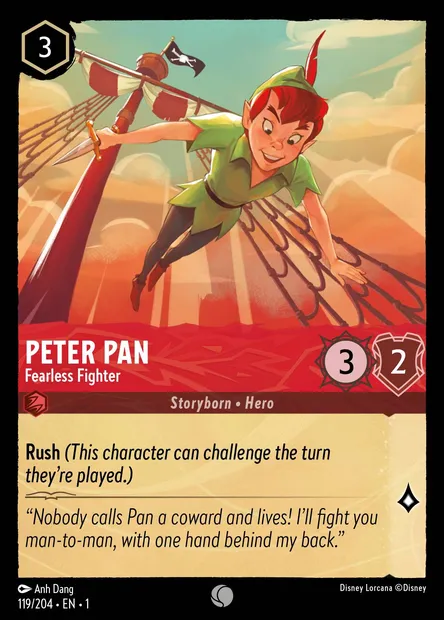 Peter Pan - Fearless Fighter, Disney Lorcana card CH1-119 — The First Chapter set