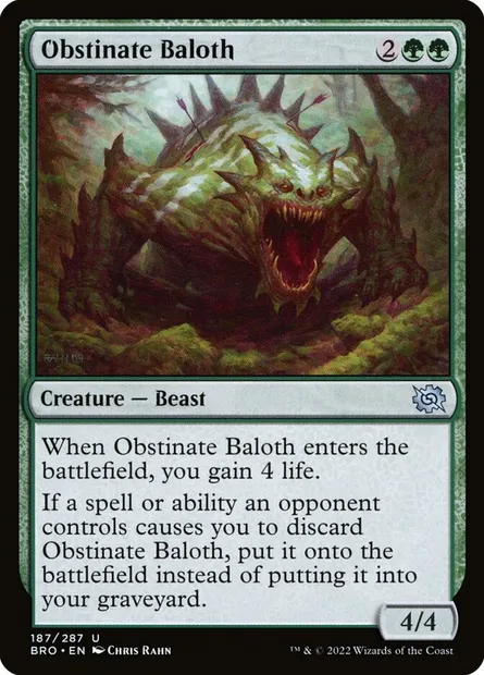 Obstinate Baloth, Magic card BRO 187 — The Brothers' War set