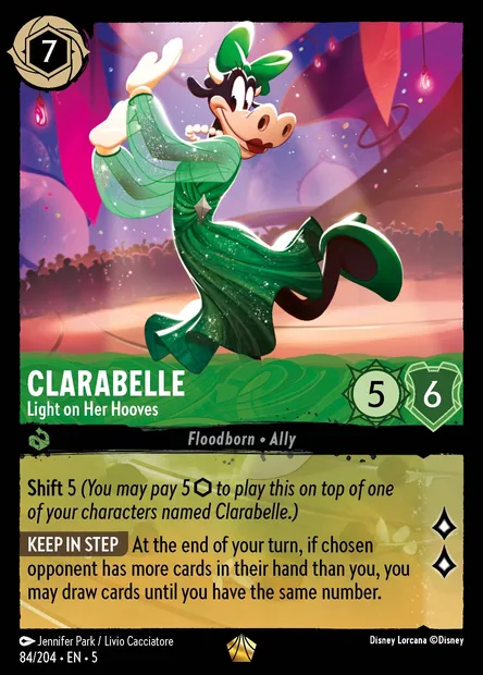 Clarabelle - Light on Her Hooves, Disney Lorcana card CH5-084 — Shimmering Skies set