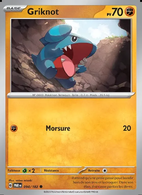 Griknot, carte Pokémon PAR 094 — extension Faille Paradoxe