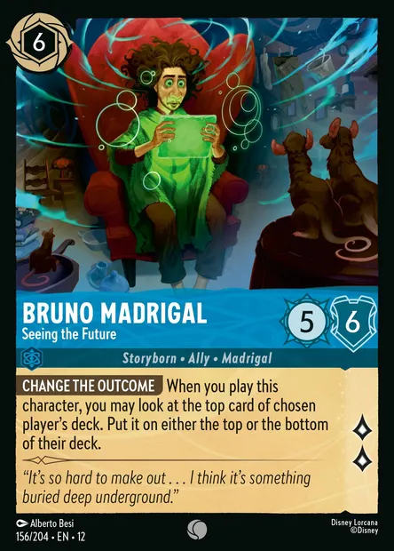 Bruno Madrigal - Seeing the Future, Disney Lorcana card CH12-156 — Wilds Unknown set