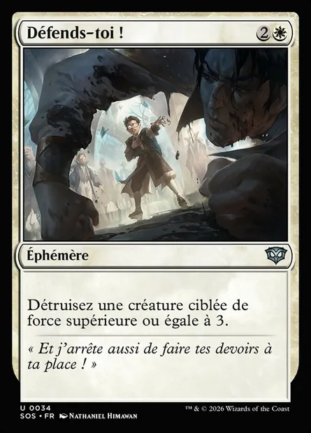 Défends-toi !, carte Magic SOS 34 — extension Secrets of Strixhaven