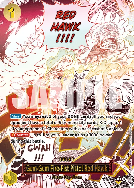 Gum-Gum Fire-Fist Pistol Red Hawk, One Piece card OP11-114 — A FIST OF DIVINE SPEED set