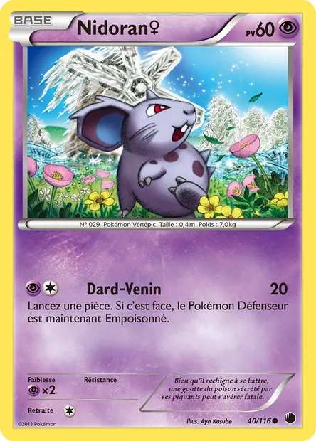 Nidoran♀, carte Pokémon PLF 40 — extension Glaciation Plasma