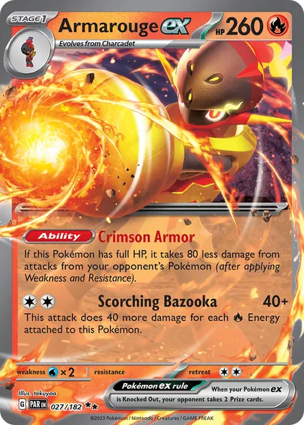 Armarouge ex, Pokémon card PAR 027 — Paradox Rift set