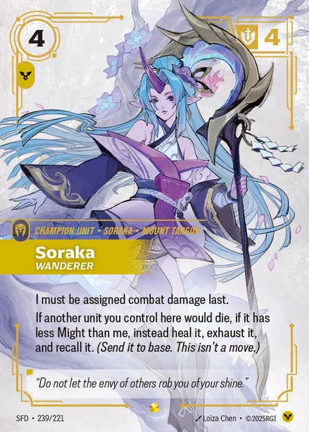 Soraka, Riftbound card SFD 239 — Spiritforged set