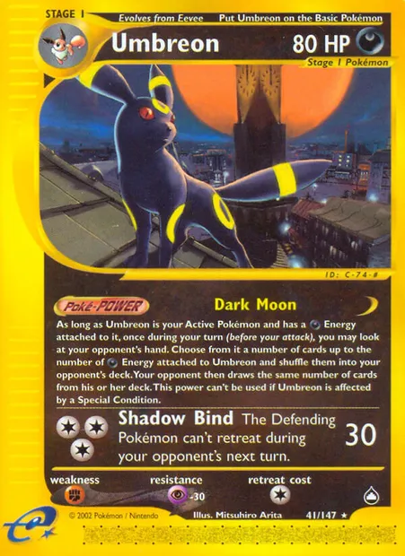 Umbreon, Pokémon card AQ 41 — Aquapolis set