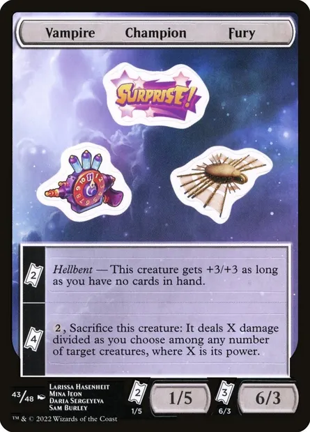 Vampire Champion Fury, carte Magic SUNF 43 — extension Unfinity Sticker Sheets