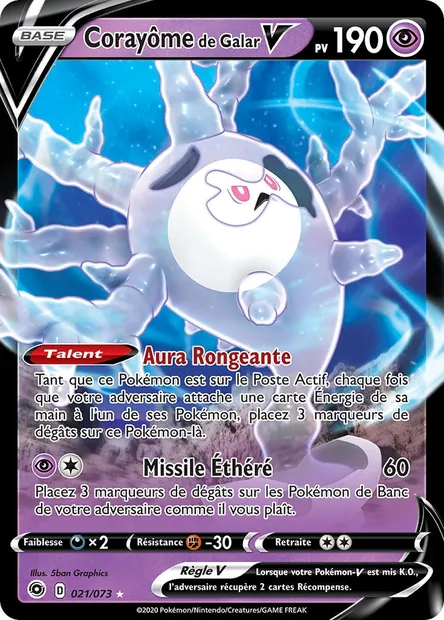 Corayôme de Galar V, carte Pokémon CPA 21 — extension La Voie du Maître