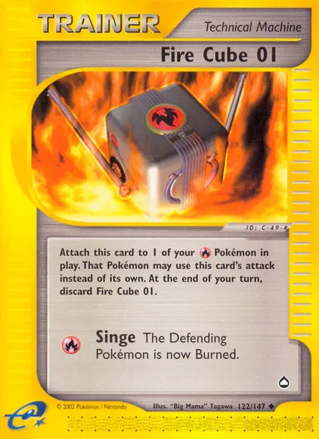 Fire Cube 01, Pokémon card AQ 122 — Aquapolis set