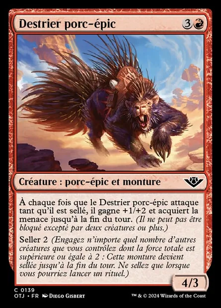 Destrier porc-épic, carte Magic OTJ 139 — extension Outlaws of Thunder Junction