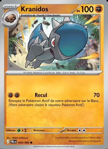 Kranidos, carte Pokémon PBL 044 — extension Nuit Noire