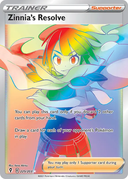 Zinnia's Resolve, Pokémon card EVS 225 — Evolving Skies set