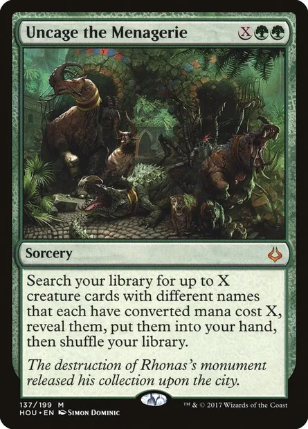 Uncage the Menagerie, Magic card HOU 137 — Hour of Devastation set