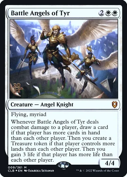 Anges de combat de Tyr, carte Magic PCLB 9s — extension Battle for Baldur's Gate Promos