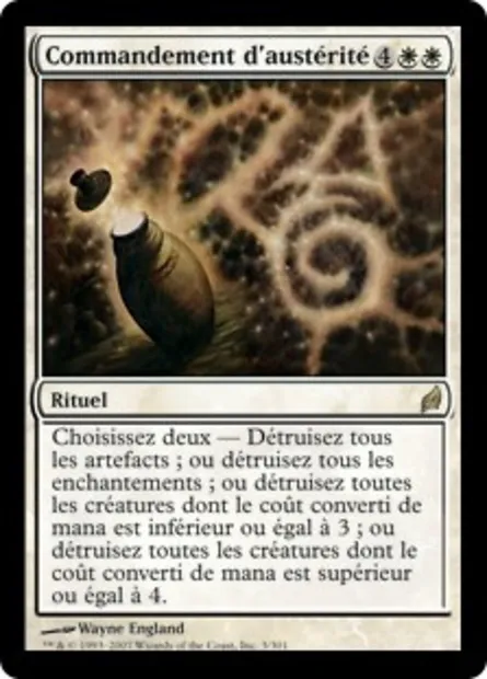 Commandement d'austérité, carte Magic LRW 3 — extension Lorwyn