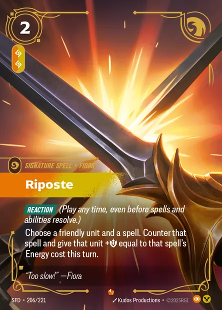 Riposte, carte Riftbound SFD 206 — extension Spiritforged