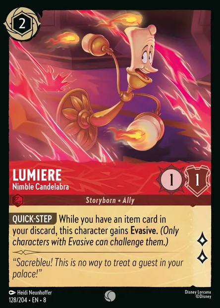 Lumiere - Nimble Candelabra, Disney Lorcana card CH8-128 — The Reign of Jafar set