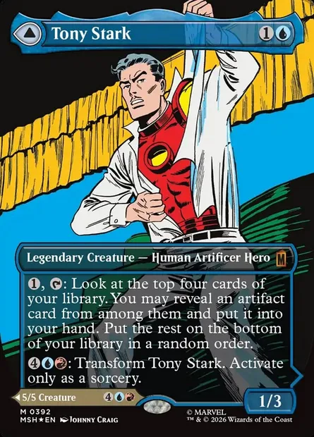 Tony Stark // L'invincible Iron Man, carte Magic MSH 392 — extension Marvel Super Heroes