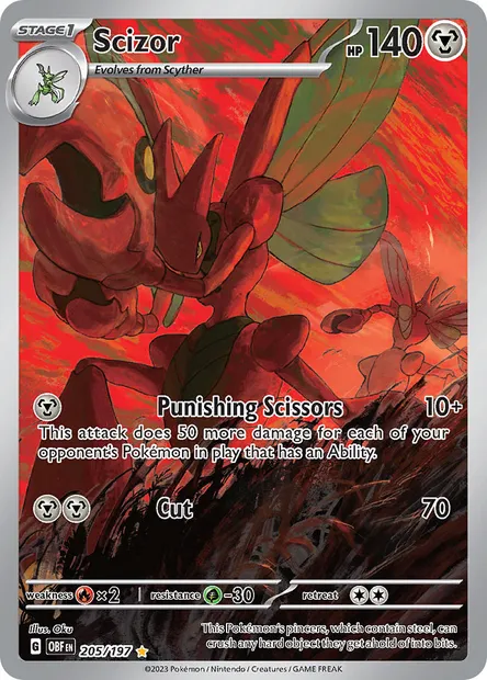 Scizor, Pokémon card OBF 205 — Obsidian Flames set