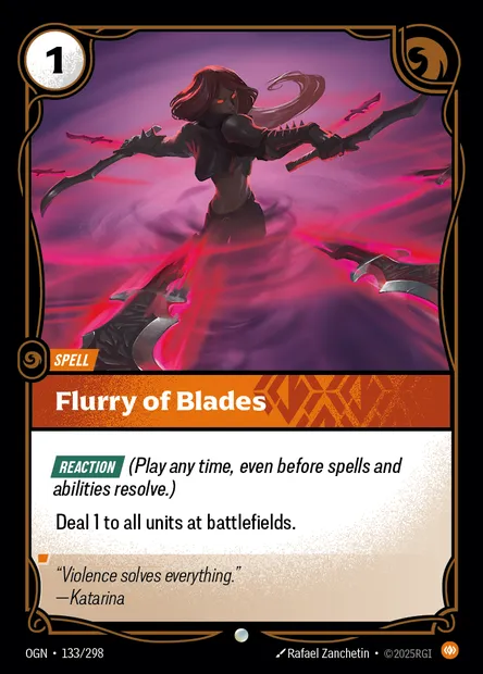 Flurry of Blades, carte Riftbound OGN 133 — extension Origins